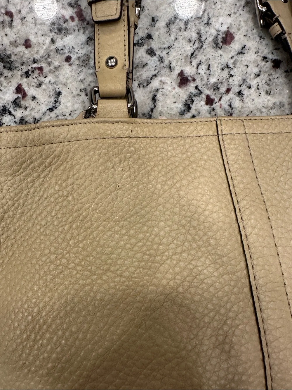 Coach Soft Pebbled Leather Tote Bag Cream Beige Shoulder Purse F13089
